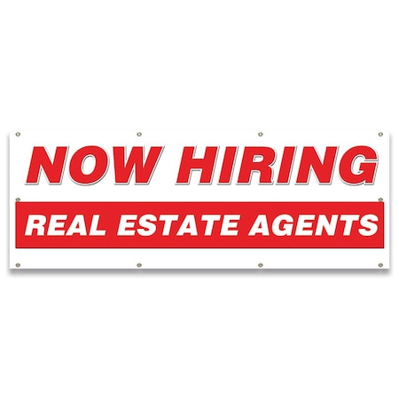 Signmission Now Hiring Real Estate Agents Banner Apply Inside Accepting Application Single Sided B-96-30294